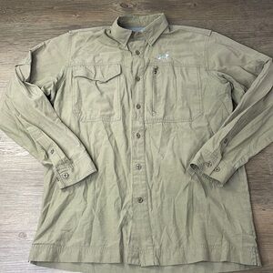 Under Armour Mens’s Tan All Season Gear Collared Button Down Outdoor Shirt, Med